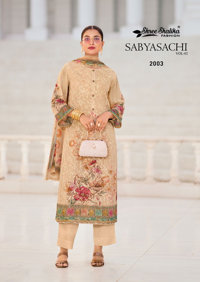 Sabyasachi Vol 2 By Shree Shalika Georgette Printed Embroidery Dress Material Wholesalers In Delhi